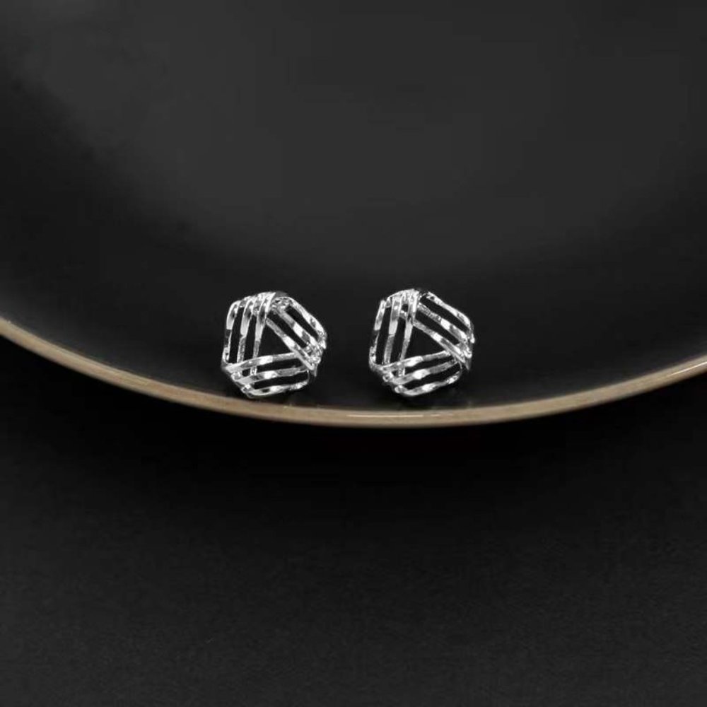 MJ Women & Teen Mini Silver Style Commute Geometric Copper Ear Stud Earrings